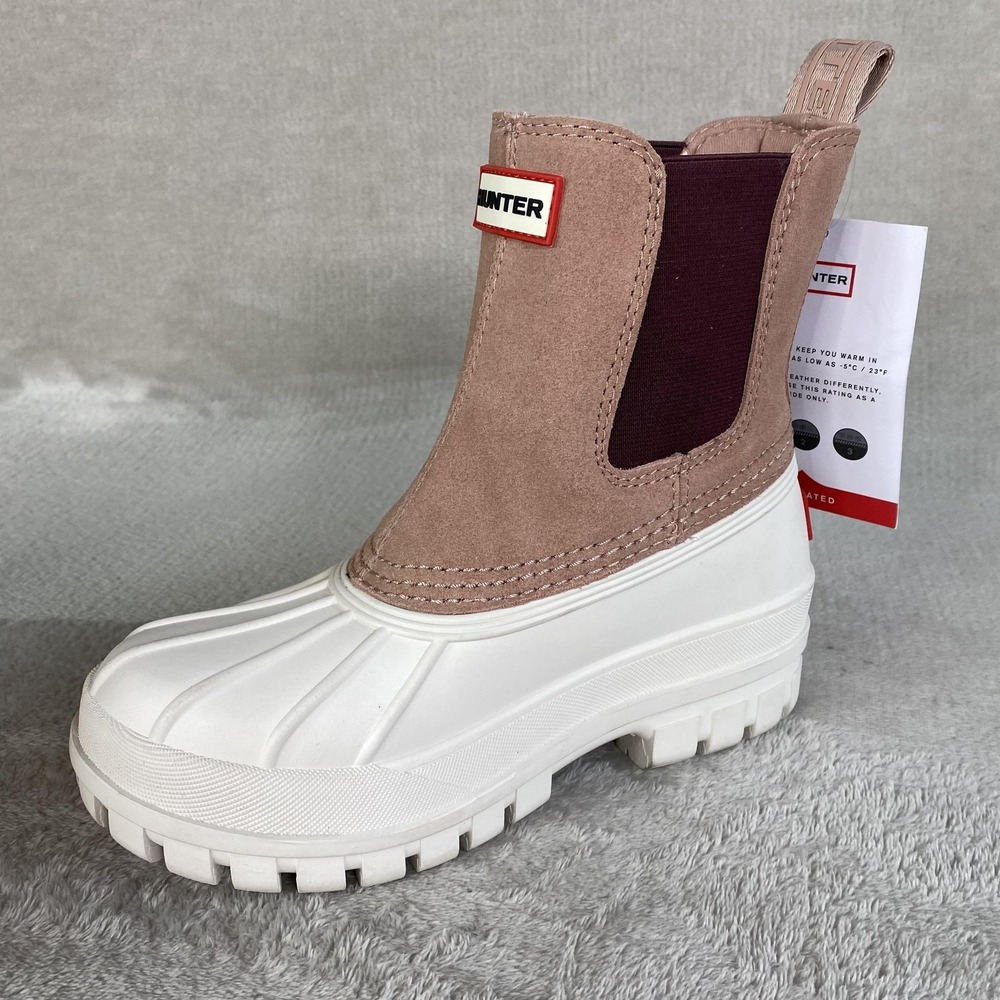 Hunter Sutton Boots Womens Size 5 Pink Insulated Chelsea Duck Snow Waterproof - Picture 5 of 11